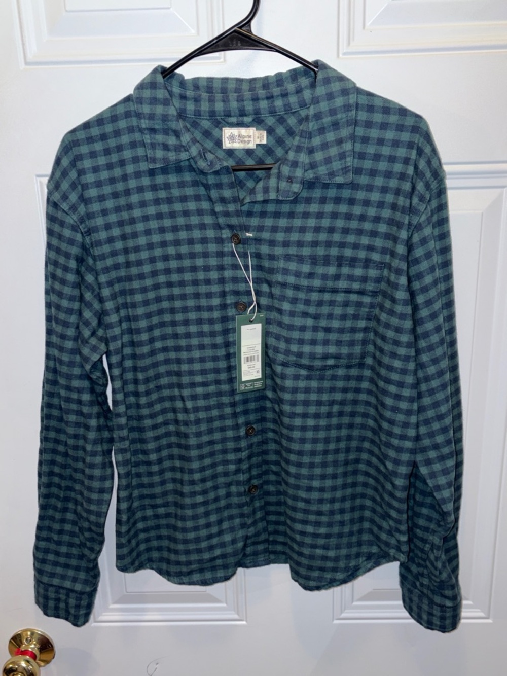 Alpine Design Teal and Navy Plaid Button-Front Shirt